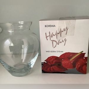 vintage Bohemia Glass Vase Happy Day by Crystalex